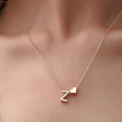 Alloy Letter Heart Pendant Necklaces for Women WGBB55E-22-1