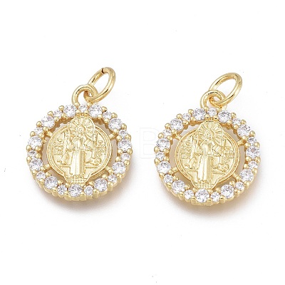 Brass Micro Pave Clear Cubic Zirconia Charms ZIRC-Q024-04G-1