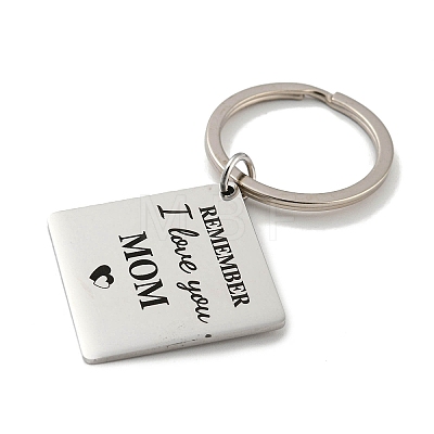 Mother's Day Gift 201 Stainless Steel Word Remember I Love You Mom Keychains KEYC-E040-01P-02-1