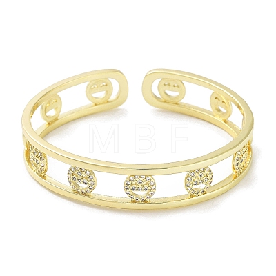 Brass Micro Pave Clear Cubic Zirconia Open Cuff Bangles BJEW-Z061-14G-1