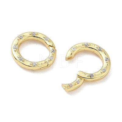Brass Micro Pave Clear Cubic Zirconia Spring Gate Rings X-KK-Z120-43G-1