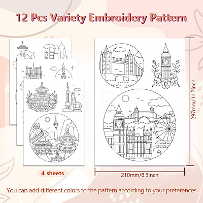 4 Sheets 11.6x8.2 Inch Stick and Stitch Embroidery Patterns DIY-WH0455-197-1