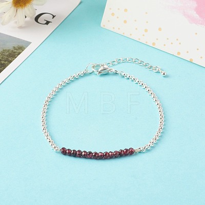 Natural Garnet Beaded Bracelets BJEW-JB06384-01-1