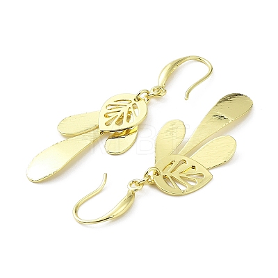Rack Plating Brass Leaf Dnagle Earrings KK-C029-11G-1