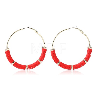 Bohemia Style Colorful Clay Beads Hoop Earrings JQ3310-12-1