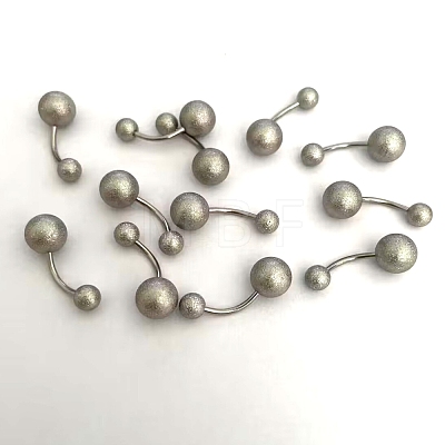 Textured Curved Barbell 316L Surgical Stainless Steel Belly Button Rings AJEW-G008-A-08P-1