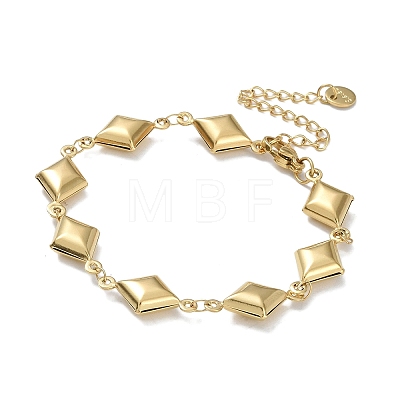 304 Stainless Steel Rhombus Link Chain Bracelets for Women BJEW-U002-01G-1