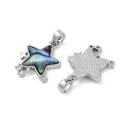 Natural Paua Shell Star Pendants KK-U043-22P-01-1