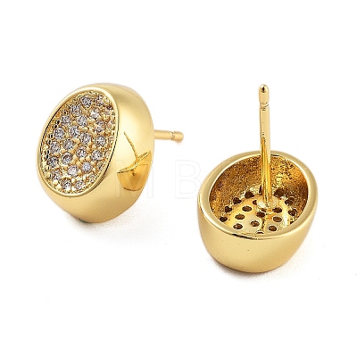 Rack Plating Oval Brass Stud Earrings EJEW-N055-38G-RS-1