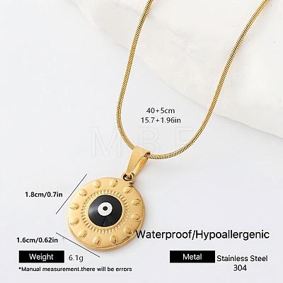 304 Stainless Steel Enamel Evil Eye Pendant Necklaces for Men Women KO5396-3-1