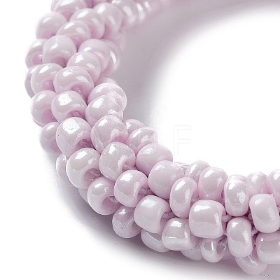 Crochet Glass Beads Braided Stretch Bracelet BJEW-K232-01L-1