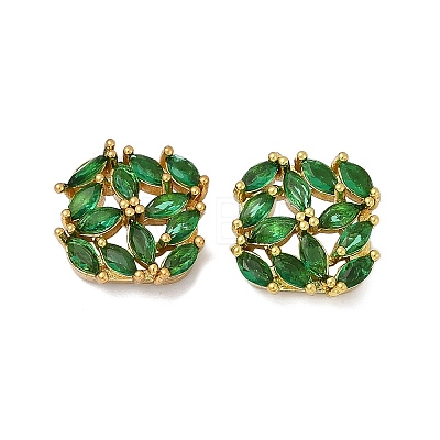 Brass Micro Pave Cubic Zirconia Stud Earrings KK-F358-02G-02-1