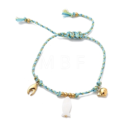 Fish & Carb & Whale 304 Stainless Steel Bracelets BJEW-K237-18G-1