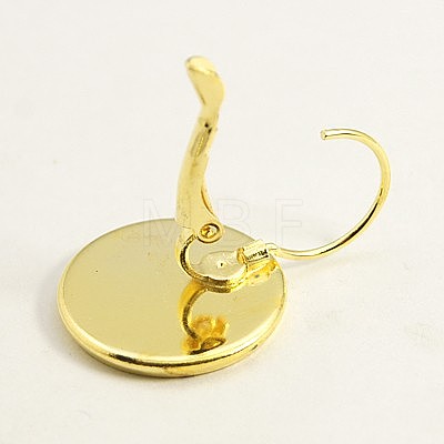 Golden Color Brass Leverback Earring Findings X-KK-C1244-16mm-G-RS-1