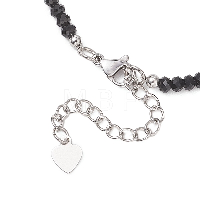 Alloy Enamel Gothic Cross and Red Teardrop Pendant Faceted Rondelle Glass Beaded Necklaces NJEW-JN05827-1