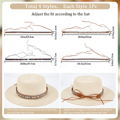 CRASPIRE 4Pcs 4 Styles Crystal Rhinestone Southwestern Cowboy Hat Belt DIY-CP0009-18-1