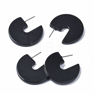 Cellulose Acetate(Resin) Half Hoop Earrings KY-S163-378-1