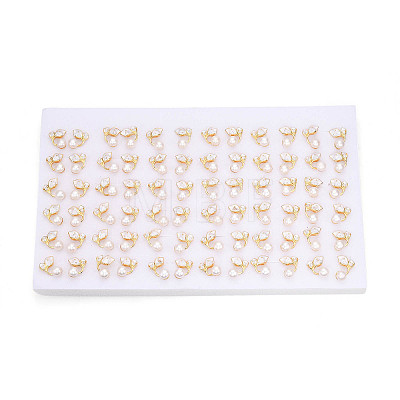 Brass Natural Pearl Stud Earrings PEAR-N020-06T-1