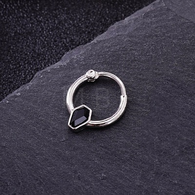 316L Stainless Steel Micro Pave Cubic Zirconia Hoop Nose Rings WG352E4-08-1