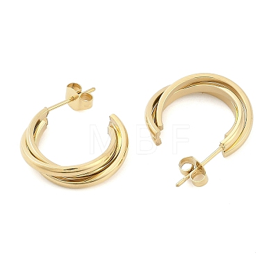 304 Stainless Steel Twist C-Shaped Stud Earrings for Women EJEW-C096-40G-1