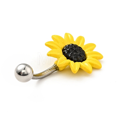Alloy Daisy Curved Barbell AJEW-G042-01P-1