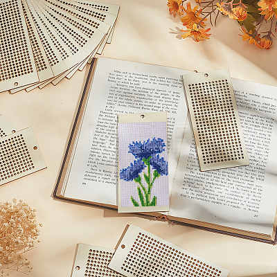 Handmade Wooden Embroidered Bookmark WOOD-WH0050-072-1