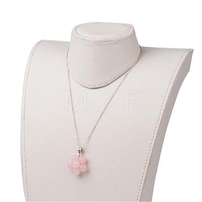 Flower Natural Gemstone Pendant Necklaces NJEW-JN01554-1