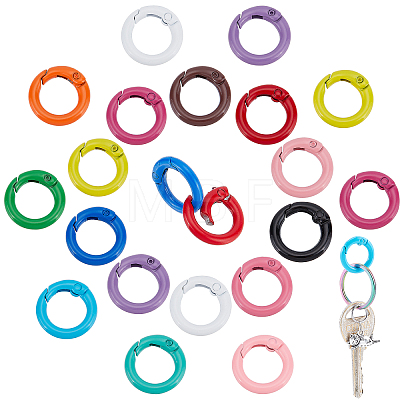   30Pcs 15 Colors Zinc Alloy Spring Gate Rings FIND-PH0006-47-1