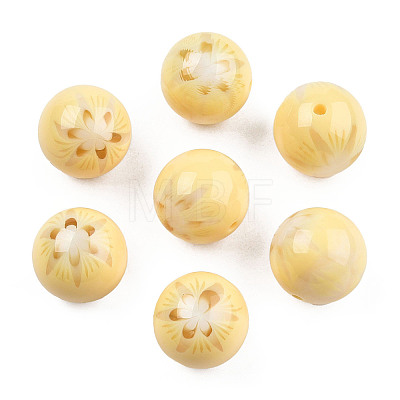 Flower Opaque Resin Beads RESI-T054-001A-1