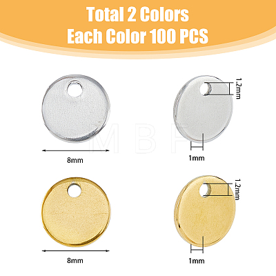 DICOSMETIC 200Pcs 2 Colors 201 Stainless Steel Stamping Blank Tag Pendants STAS-DC0015-50-1