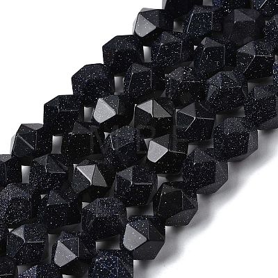 Synthetic Blue Goldstone Beads Strands G-Z119-A24-03-1
