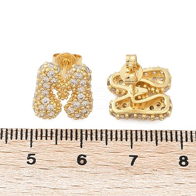 Brass Micro Pave Cubic Zirconia Stud Earrings EJEW-Z091-04G-M-1