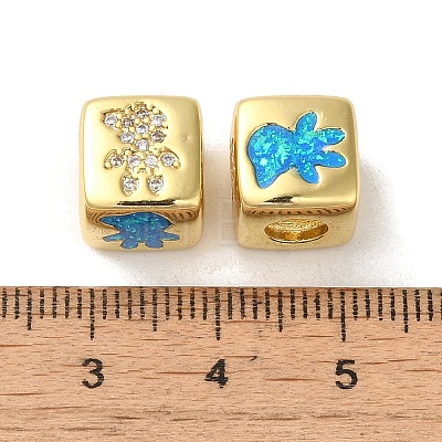 Rack Plating Brass Micro Pave Cubic Zirconia Beads KK-P268-01G-14-1