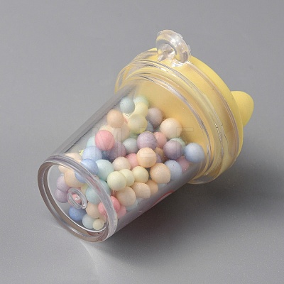 Transparent Resin Cat Ear Bottle Pendants RESI-WH0021-65A-1