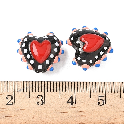 Baking Paint Glass Bumpy Beads Heart LAMP-V001-09F-1