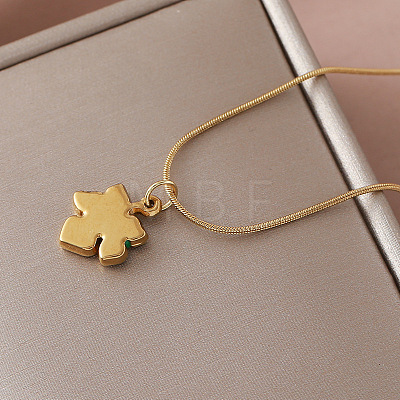Vintage 304 Stainless Steel Enamel Maple Leaf Pendant Necklaces for Women YM5382-1