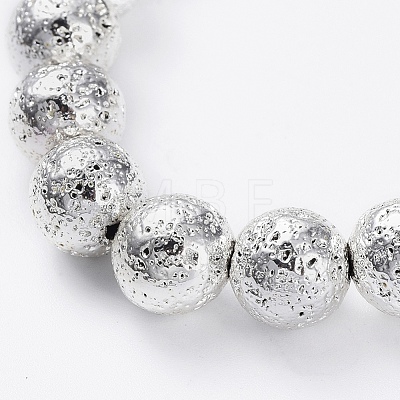 Electroplated Natural Lava Rock Beads Stretch Bracelets BJEW-G623-01S-8mm-1