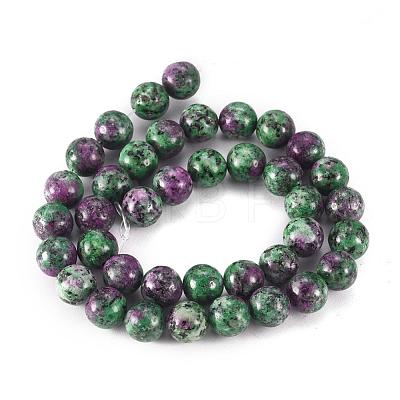 Round Dyed Natural Gemstone Bead Strands G-R345-10mm-15-1