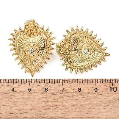 Valentine's Day 304 Stainless Steel Rhinestone Stud Earrings for Women LS-EJEW-L315-02G-1