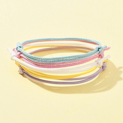30Pcs 5 Color Adjustable Waxed Polyester Braided Cord Bracelets X1-BJEW-FZ00016-1