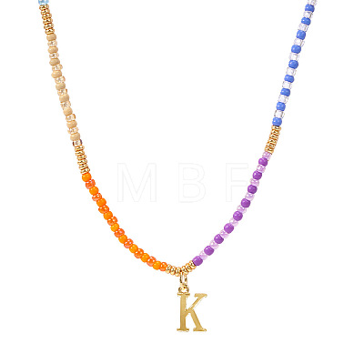 Rainbow Gradient Glass Seed Beaded Necklaces AF2375-11-1