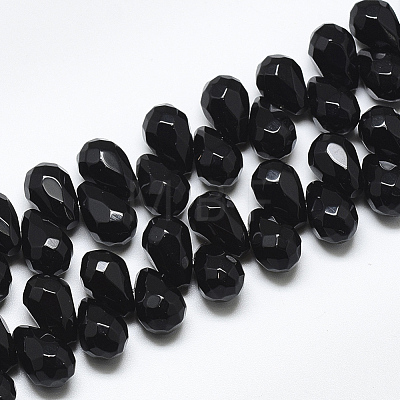 Natural Dyed & Heated Black Onyx Beads Strands G-S357-C02-11-1