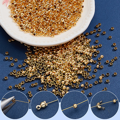 2000Pcs Brass Crimp Beads KK-SP0002-61G-1