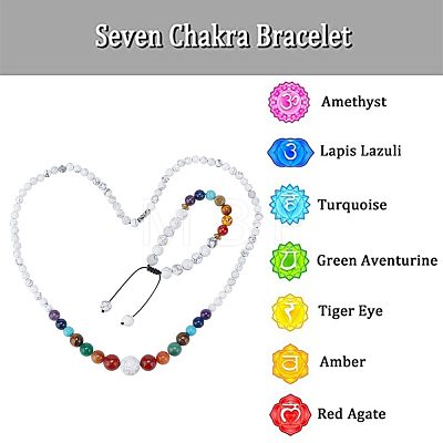 Natural & Synthetic Mixed Gemstone Round Beaded Necklace & Braided Bead Bracelet SJEW-AR0001-01-1