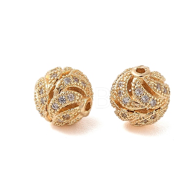 Brass Micro Pave Clear Cubic Zirconia Beads KK-B100-025G-1