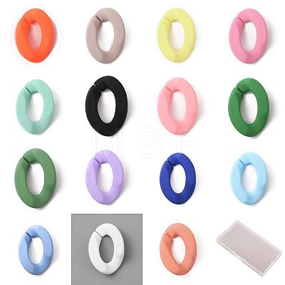 120Pcs 15 Colors Spray Painted Acrylic Linking Ring OACR-HY0001-01-1