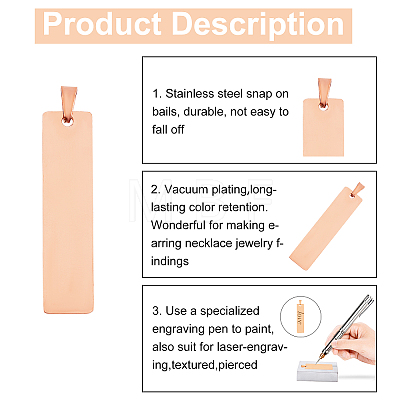 304 Stainless Steel Pendants STAS-UN0013-42RG-1