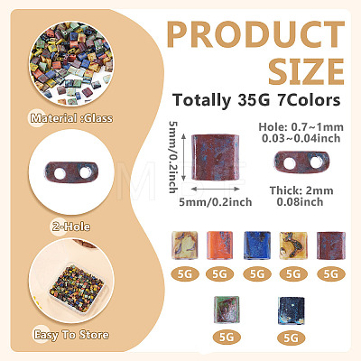 40G 8 Colors 2-Hole Baking Paint Glass Seed Beads SEED-TA0001-71-1