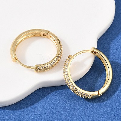 Brass Clear Cubic Zirconia Hoop Earrings EJEW-A156-08A-G-1