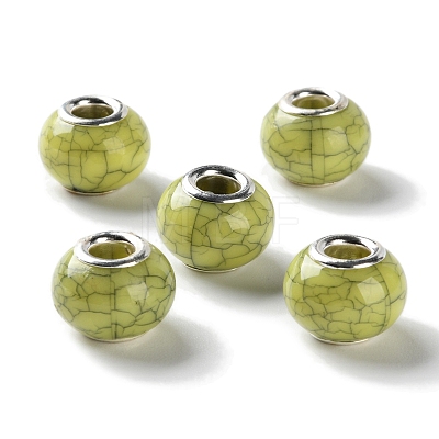 Highlight Crack Brass Cores Acrylic European Beads OACR-M024-02S-08-1